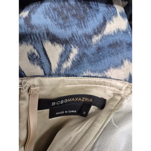 BCBGMaxaria Dress Size 2 Blue Short Balloon Style Bow Strapless Floral Prom - Picture 5 of 7